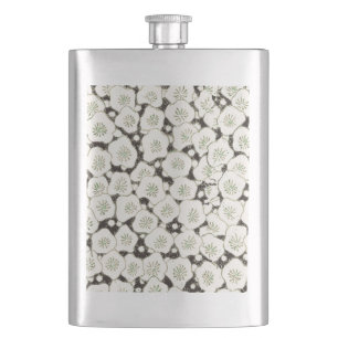 Japan White Flower floral garden Hip Flask