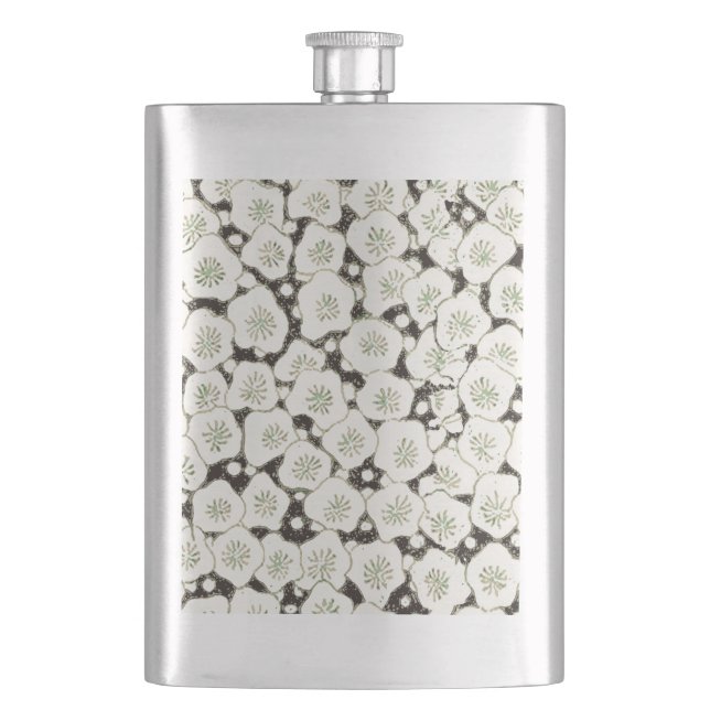 Japan White Flower floral garden Hip Flask (Front)