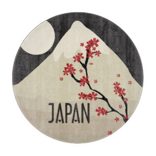 Japan with Mountain Moon and Maple Tree Graphic Cutting Board