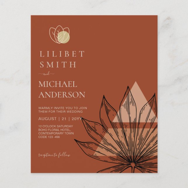 Japandi Abstract Scandinavian Geometric Wedding Flyer (Front)