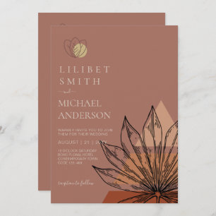 Japandi Abstract Scandinavian Geometric Wedding Invitation