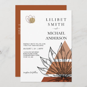 Japandi Abstract Scandinavian Geometric Wedding Invitation