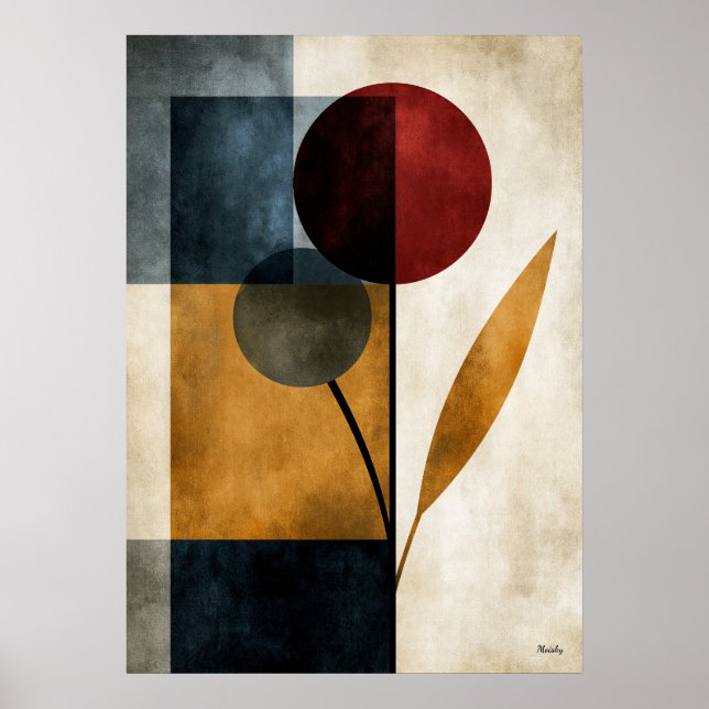 Japandi Ikebana Geometric Abstract Wall Art (Front)