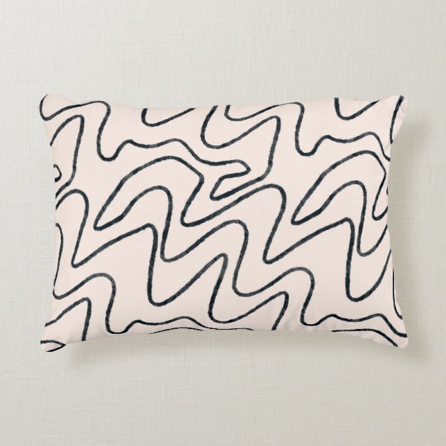 Japandi Minimalist Brush Stroke Pattern in Cream a Accent Pillow (Front)