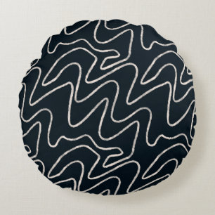 Japandi Minimalist Brush Stroke Pattern in Cream  Round Pillow