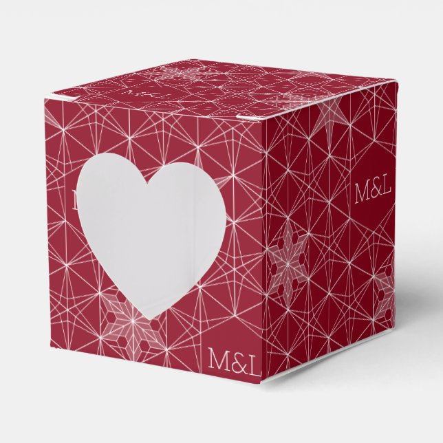 Japandi style Snowflake Wedding Favor Box (Front Side)