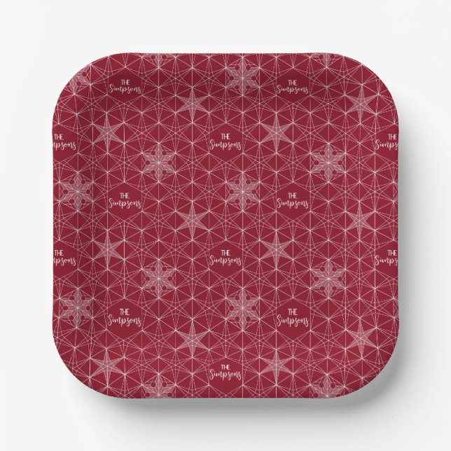 Japandi style Snowflake Wedding Paper Plate (Front)