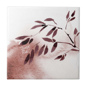 Japandi-Style Watercolor Bamboo Abstract  Tile