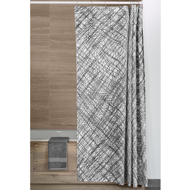 Japandi texture style simple lines scribble (Japandi style shower curtain)