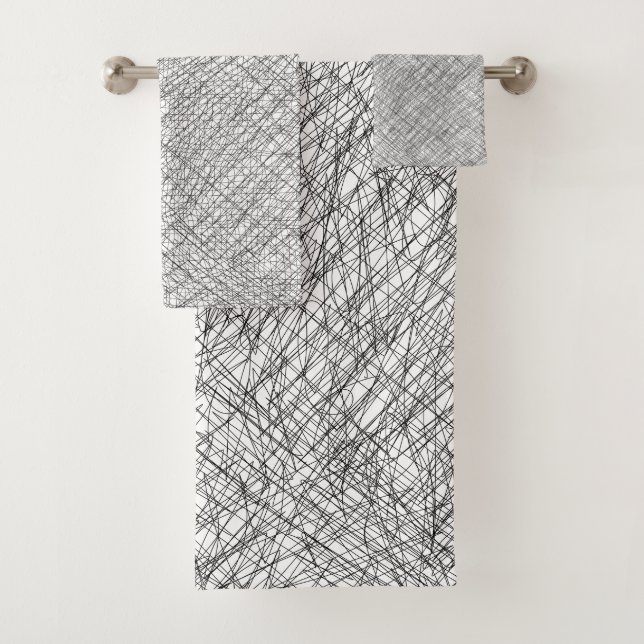 Japandi texture style simple lines scribble bath towel set (Insitu)