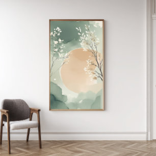 Japandi Watercolor Floral Art Print   Poster