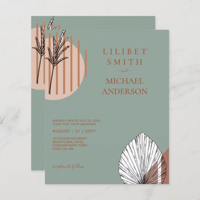 Japandi Wedding Scandinavian Abstract Geometric (Front/Back)