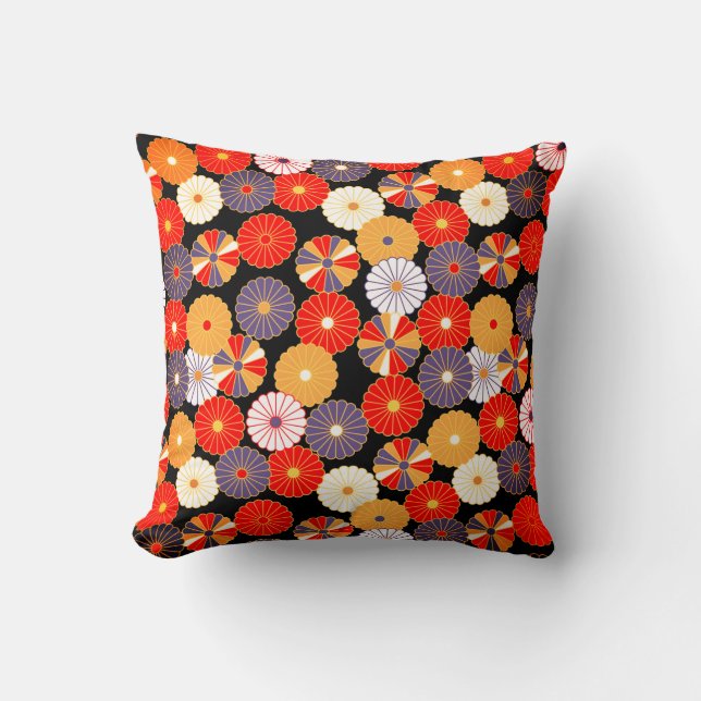 Japanese Abstract Pattern  Throw Pillow (Front)