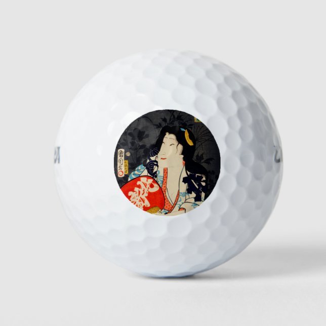 Japanese Actress by Toyohara Kunichika Golf Balls (Front)