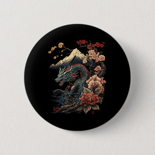 Japanese Aesthetic Dragon Japanese Art Japan Tatto 2 Inch Round Button