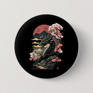 Japanese Aesthetic Dragon Japanese Art Japan Tatto 2 Inch Round Button
