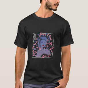 Japanese Aesthetic Geisha Sakura Flowers Vaporwave T-Shirt