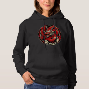 Japanese Aesthetic Red Kanji Dragon japanese art Hoodie