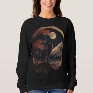 Japanese Aesthetic Sakura Cherry Blossoms cute cat Sweatshirt