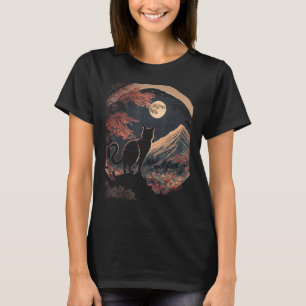 Japanese Aesthetic Sakura Cherry Blossoms cute cat T-Shirt