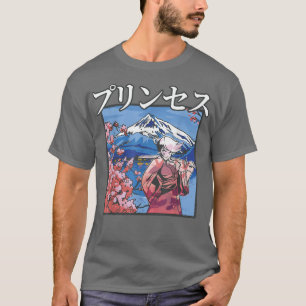 Japanese Aesthetic Samurai Girl Cherry Blossom T-Shirt