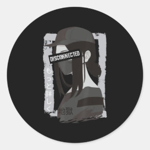Japanese Aesthetic Vaporwave Disconnected Anime Gi Classic Round Sticker