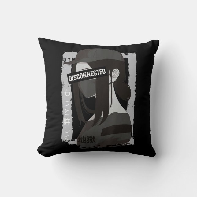 Japanese Aesthetic Vaporwave Disconnected Anime Gi Throw Pillow (Front)