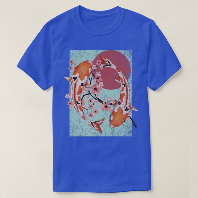 Japanese Aesthetics Fish Cherry Blossom Sakura Koi T-Shirt (Design Front)