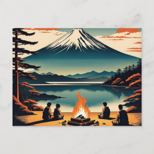 Japanese AI Mt Fuji Camping Holiday Postcard