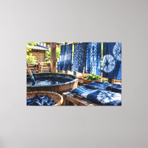 Japanese Aizome – Indigo Dyeing Art Canvas Print