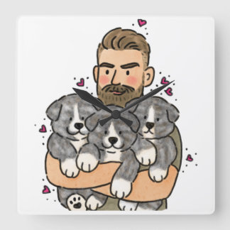 Japanese Akita Inu Brindle Square Wall Clock