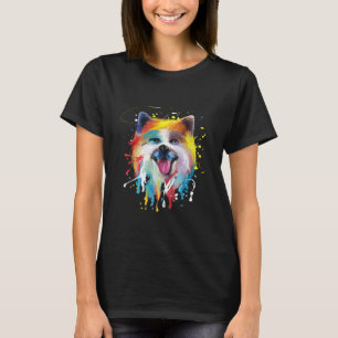 Japanese Akita Shiba Inu Dog Coloured Artwork Spla T-Shirt