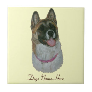 Japanese/American akita realist dog portrait tile