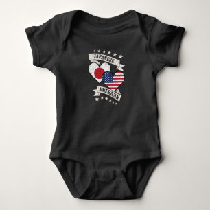 Japanese American Heart Flags Japan America Baby Bodysuit