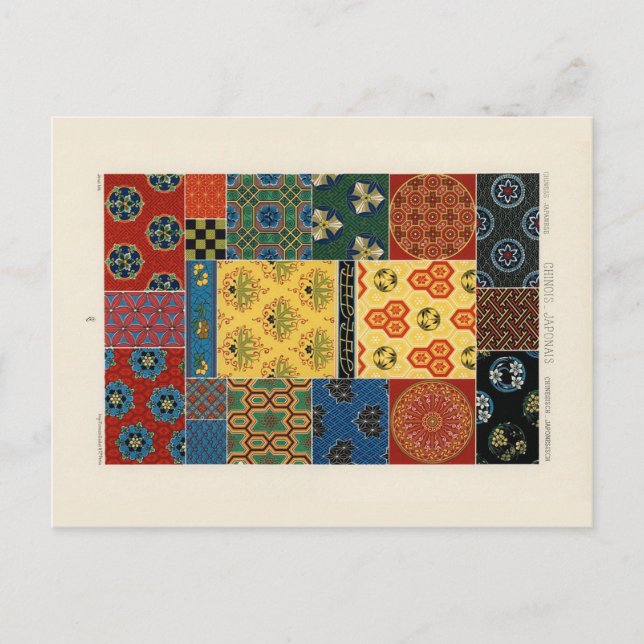 Japanese and Chinese textiles postcard (Front)