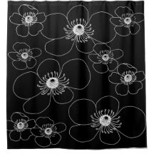 Japanese Anemones on Black Duvet Cover