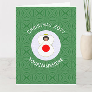 Japanese Angel Christmas Flag Personalized Card