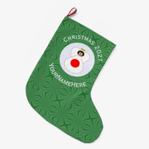 Japanese Angel Christmas Flag Personalized Large Christmas Stocking
