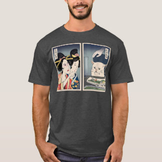 Japanese Angry Lady Yelling At Confused Cat At Din T-Shirt