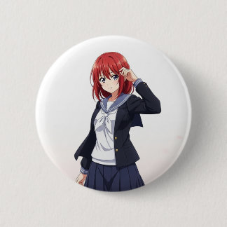 Japanese animated female characters 2 inch round button