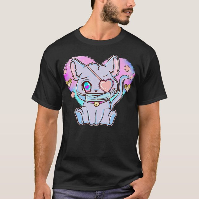 Japanese Anime Cat Shirt - Pastel Goth Menhera (Front)