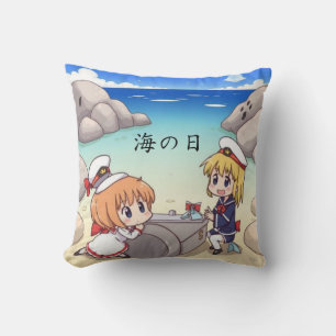 Japanese Anime Marine Day 海の日 Throw Pillow
