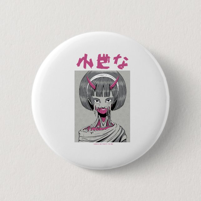 Japanese anime monster girl 2 inch round button (Front)