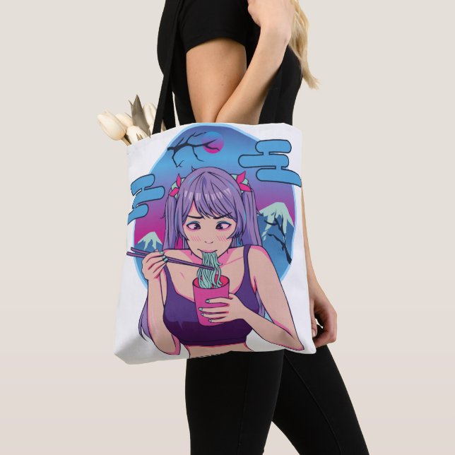 Japanese Anime Ramen  Tote Bag (Close Up)