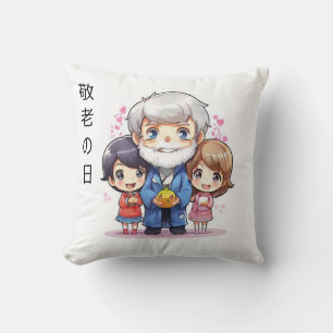 Japanese Anime Respect for the Aged Day Throw Pillow