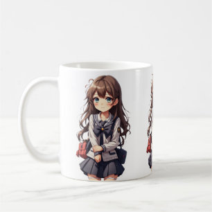 Japanese Anime School Girl Coffee Mug