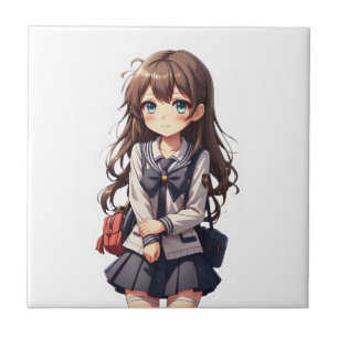 Japanese Anime School Girl Tile