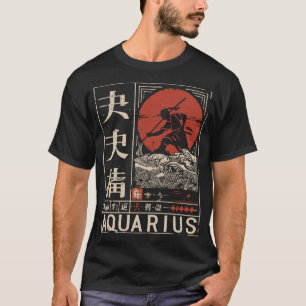 Japanese Aquarius Zodiac   Red Sun Water Bearer T-Shirt
