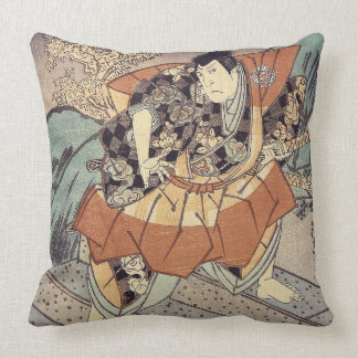 Japanese Art - A Samurai In Combat Stance Throw Pillow
