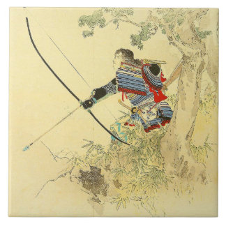 Japanese Art - A Samurai With A Longbow And Arrows Tile